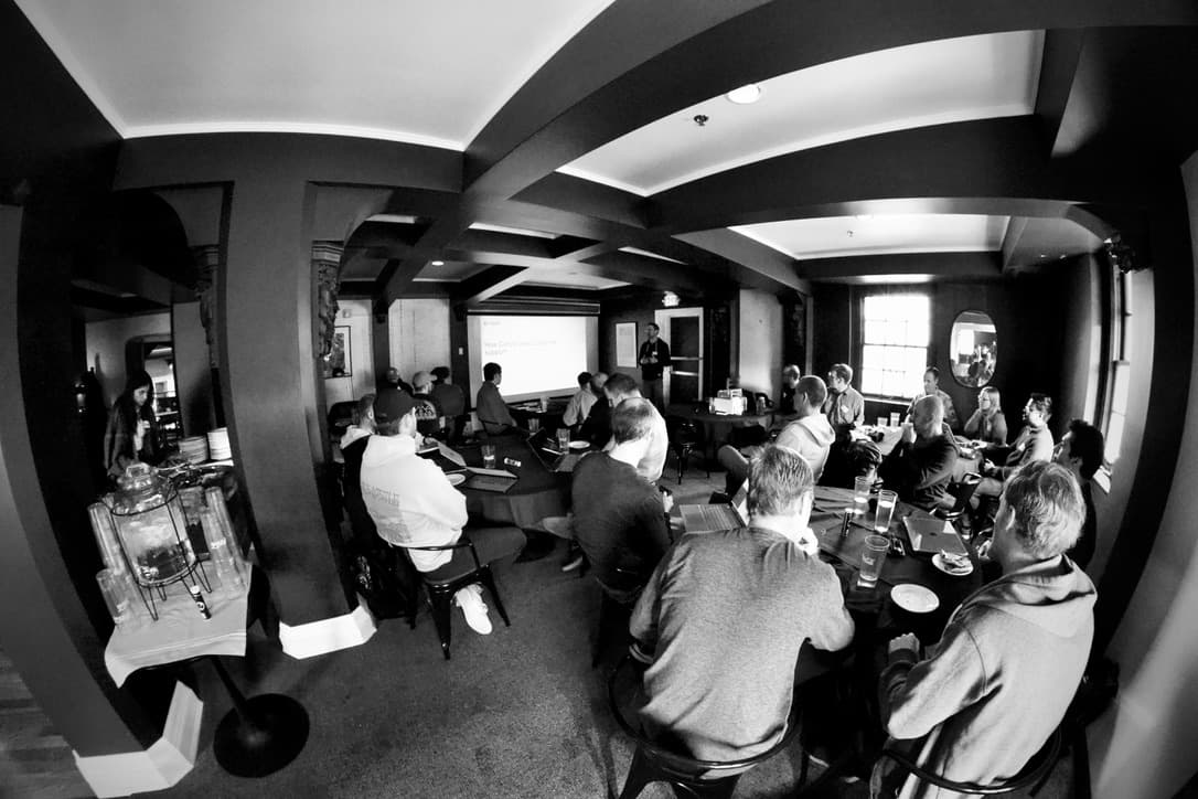 Cursor meetup attendees in discussion